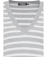 Olsen Women's Long Sleeve Striped V-Neck Pullover