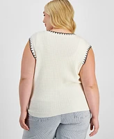 And Now This Trendy Plus Whip-Stitch Sweater Vest, Exclusively at Macy's