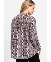 Olsen Women's Long Sleeve Snake Print Blouse