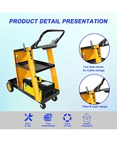 Multi Function 3 tier Welding Cart. gas bottle and accessory storage.Welding Heavy Duty Cart for Tig Mig Welder and Plasma Cutter with Upgrade Handles