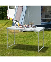 Simplie Fun 47" Folding Camping Table with Height Adjustability, Lightweight Portable Table with Carry Handle, Outdoor Folding Table Camping Accessori