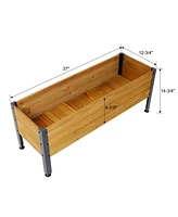 Wood Rectangular Garden Planter Box Raised Bed Outdoor, Planters for Outdoor Plants, Elevated Herbs Vegetables Flowers Great Patio Deck Balcony