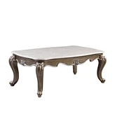 Simplie Fun Elozzol Coffee Table in Marble & Antique Bronze Finish