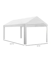 Simplie Fun 10' x 20' Carport Replacement Top Canopy Cover, Uv and Water Resistant Portable Garage Shelter Cover with Ball Bungee Cords, White, Only C