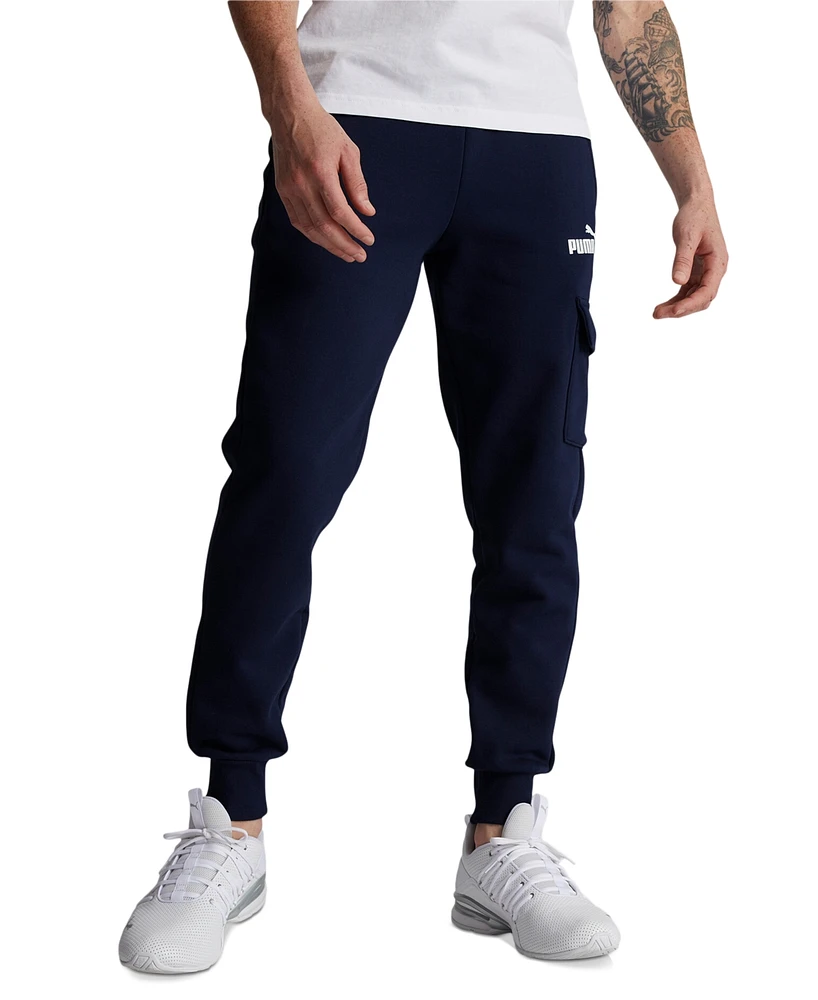 Puma Men's Ess Logo-Print Fleece Cargo Jogger Pants