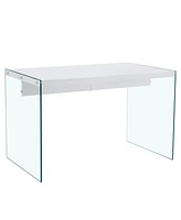 Simplie Fun The top of the coffee table is made of Mdf and white stickers, and the sides are clear tempered glass. The design is simple and elegant, a