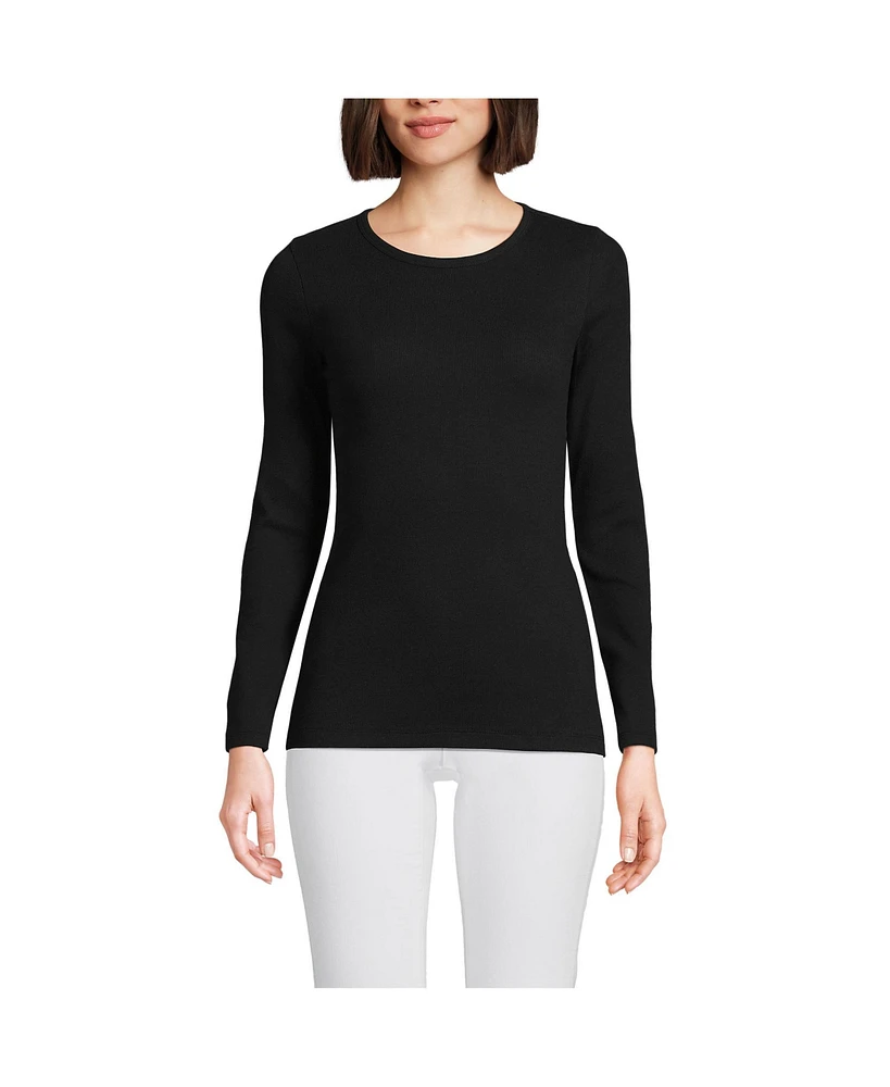 Lands' End Women's Tall Long Sleeve Micro Rib T-Shirt