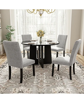 Streamdale Furniture 5-Piece Round Dining Table set, 43-Inch Modern Dining Table and 4 Upholstered Chairs for Dining Room, Kitchen Room, Living Room,