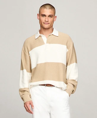 Tommy Hilfiger Men's Knit Stripe Rugby Polo Sweater