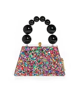 Milanblocks Forever Love confettie Top Handle Acrylic Clutch