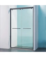 Streamdale Furniture 44-48" W x 75" H Double Sliding Shower Door, Aluminium Alloy Frame in Matte Black, 5/16" (8mm) Thick Sgcc Tempered Clear Glass.