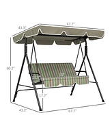 Streamdale Furniture 3-Seat Outdoor Swing Chair with Removable Cushion & Canopy