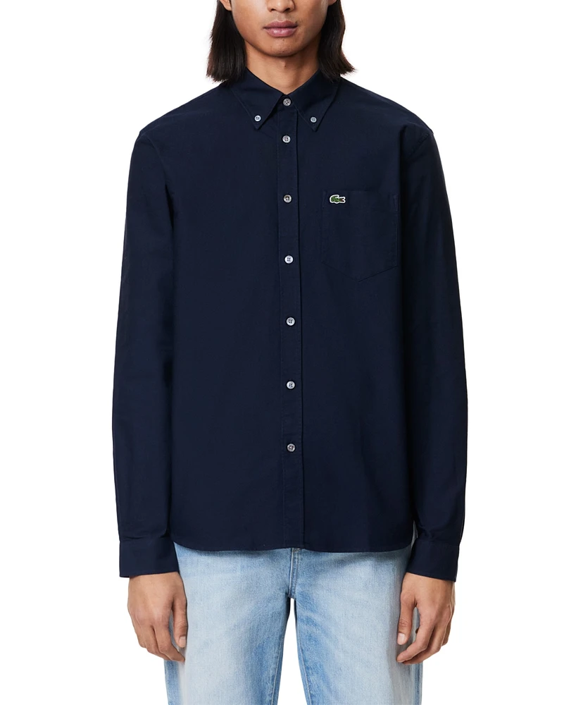 Lacoste Men's Woven Long Sleeve Button-Down Oxford Shirt