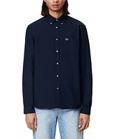 Lacoste Men's Woven Long Sleeve Button-Down Oxford Shirt