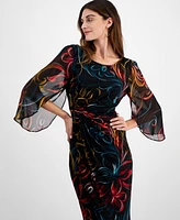 Connected Women's Chiffon Cape-Sleeve Sheath Dress