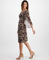 Connected Women's 3/4-Sleeve Printed Sheath Dress