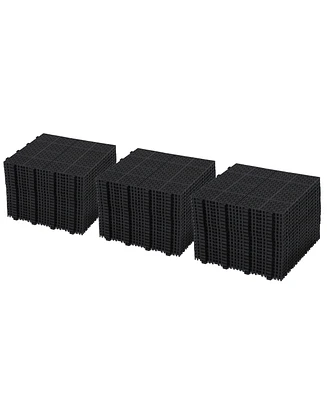 Streamdale Furniture 12 x 12 Inch Black Interlocking Deck Tiles Plastic Waterproof Outdoor All Weather Anti-slip Bathroom Shower Balcony Porch Strong