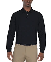 Pga Tour Men's Long Sleeve Performance Feeder Stripe Polo Shirt