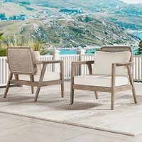 (Set Of 2) Outdoor Acacia Wood Patio Club Chair, Patio Furniture, Waterproof Thick Cushion Deep Seating for Porch, Garden, Backyard, Balcony, Weight C