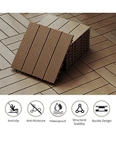 Streamdale Furniture Plastic Composite Deck Tiles Set of 35pcs, Composite Decking Resist Rust, Water, Weather, Indoor&Outdoor, Easy to Diy & Maintain,