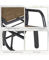 Porch Glider, Metal Frame Swing Glider Chair with Breathable Mesh Fabric, Curved Armrests and Steel Frame for Garden, Poolside, Backyard, Balcony, Lig