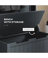 Streamdale Furniture 28" 3-In-1 Entryway Hall Tree with Storage Bench, Coat Rack with Four Hooks and Shoe Storage, Black