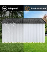 Simplie Fun Metal garden sheds 10ftx12ft outdoor storage sheds white+black with window