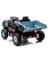 12V Kids Ride On Dump Truck W/Parents Control,2wd, Rear-wheel suspension, Electric Dump Bed and Extra Shovel, Multimedia function with Bluetooh and Mu