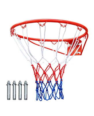Basketball Rim Replacement 18" Steel Rim with Net, Easy to Install and Reliable Quality