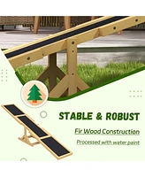 Wooden Dog Agility Seesaw for Training and Exercise, Platform Equipment Run Game Toy, Weather Resistant Pet Supplies, 71" L x 12" W x 12