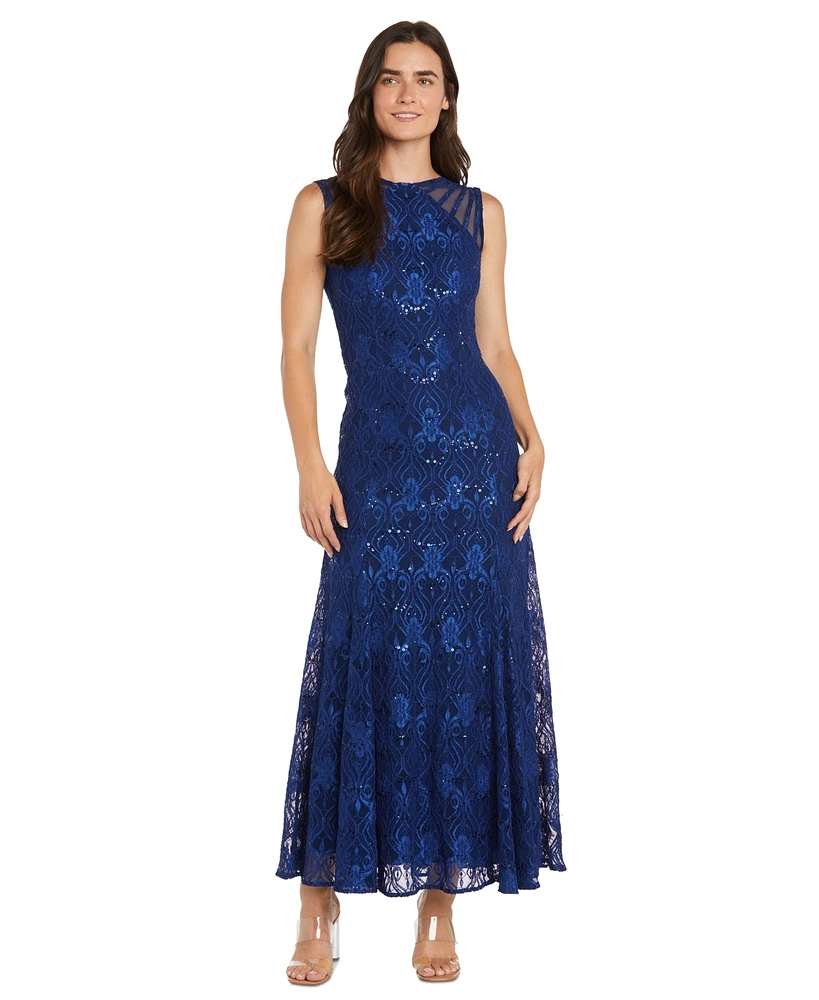 R & M Richards Petite Sequin Lace Gown