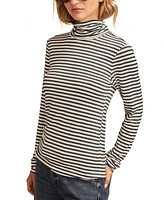 Lucky Brand Women's Metallic Striped Long-Sleeve Turtleneck Top