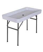 Streamdale Furniture 4FT Portable Folding Fish Fillet Cleaning Table Camping Picnic Ice Party Desk with Sink