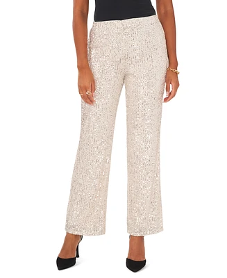 Msk Petite Sequined Mesh Pull-On Palazzo Pants