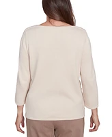 Alfred Dunner Petite Telluride Embellished Hearts Sweater