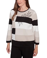 Alfred Dunner Petite Romancing The Stone Beaded Colorblocked Sweater