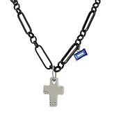 Steve Madden Faux Stone Puffy Cross Pendant Necklace - Crystal/Two