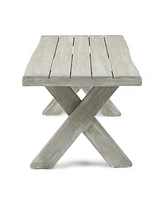 Streamdale Furniture Rustic Acacia Wood Outdoor Coffee Table With Sandblast Finish And Cross Base