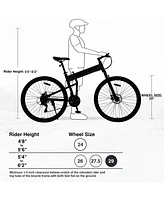 Streamdale Furniture 29" Folding Mountain Bike, Suspension Fork, Aluminium Alloy Frame 21Speed Mountain Bike