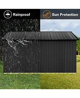 Simplie Fun Metal garden sheds 10ftx12ft outdoor storage sheds black with window