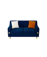 Streamdale Furniture Plush 2-Seater Sofa with Removable Cover, Pull Point Decor, and Gold Feet