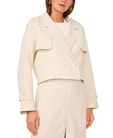 1.state Women's Striped Double-Breasted Cropped Jacket