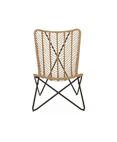 Streamdale Furniture Boho-Chic Wicker Patio Chair Set With Geometric Base