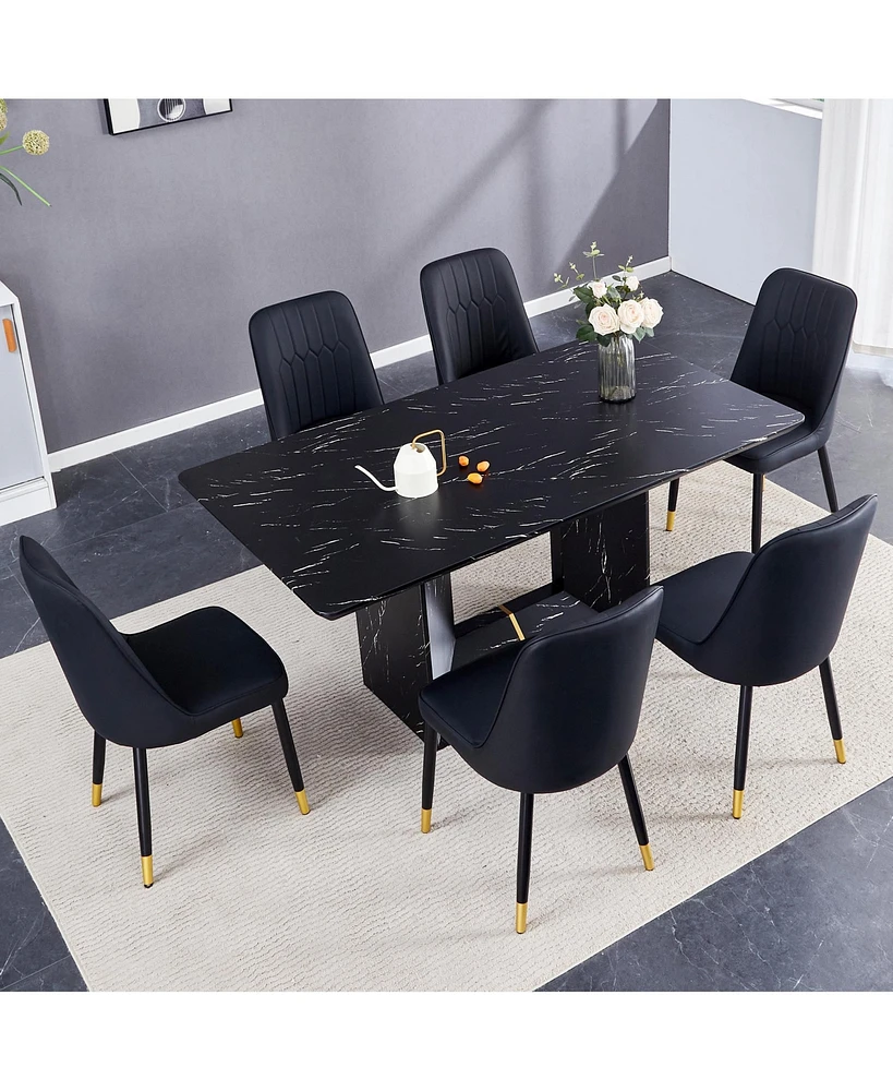 Streamdale Furniture Table and chair set.This modern dining table with Mdf marbled design gives you a luxurious and elegant feel.Paired with multiple