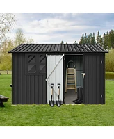 Simplie Fun Metal garden sheds 6ftx8ft outdoor storage sheds black with window