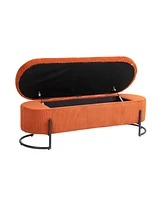 Streamdale Furniture Storage Ottoman, Bedroom End Bench, Upholstered Fabric Storage Ottoman with Safety Hinge, Entryway Padded Footstool, Ottoman Benc