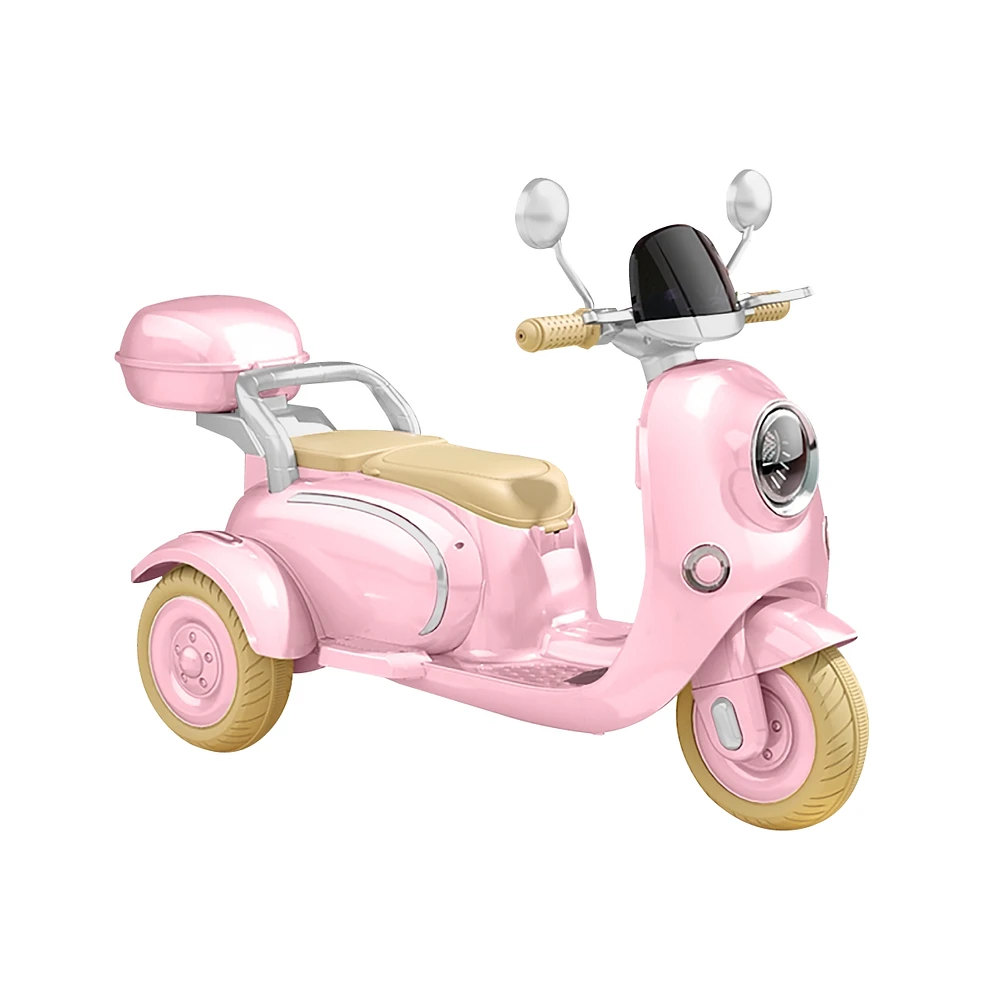 Simplie Fun 12V Kids Motorcycle, 3 Wheels 12v Kids Ride on Motorcycle with Mp3, Bluetooth, Headlight, Storage Box, Motorcycle for Kids-Pink