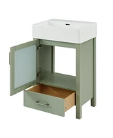 20-Inch bathroom vanity with ceramic sink and ample storage - ideal for small bathrooms