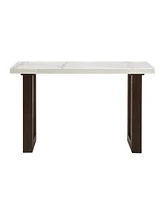 Simplie Fun Edwyn Sofa Table w/Marble Top, Natural Marble Top & Espresso Finish