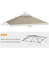 Streamdale Furniture 10' x 13' Gazebo Canopy Replacement, Outdoor Gazebo Cover Top Roof Replacement with Vents and Drain Holes, (Top Cover Only), Khak